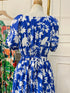 Summer V-Neck Puff Sleeves Back Tie Maxi Dress